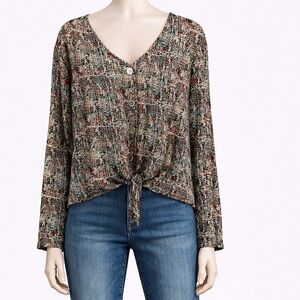 Mandee Women’s Printed Button-Front Top – Size XL